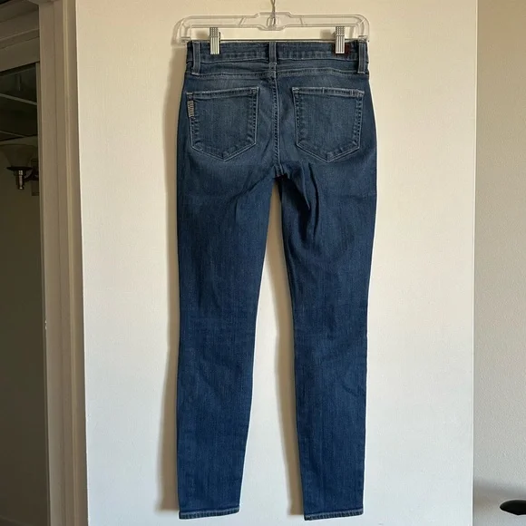 PAIGE Blue Distressed Denim Verdugo Ankle Zoey Destructed Stretchy Skinny Jeans - Picture 4 of 9